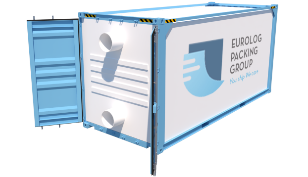 Container with Kratobag Series 5000 barless model, offering a cost-effective sea bulk liner without steel support bars for improved efficiency