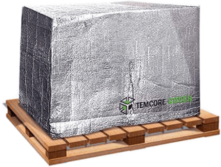 Temcore Covers, easy-to-install and reusable, offering complete protection for palletized cargo with Velcro edge connections.